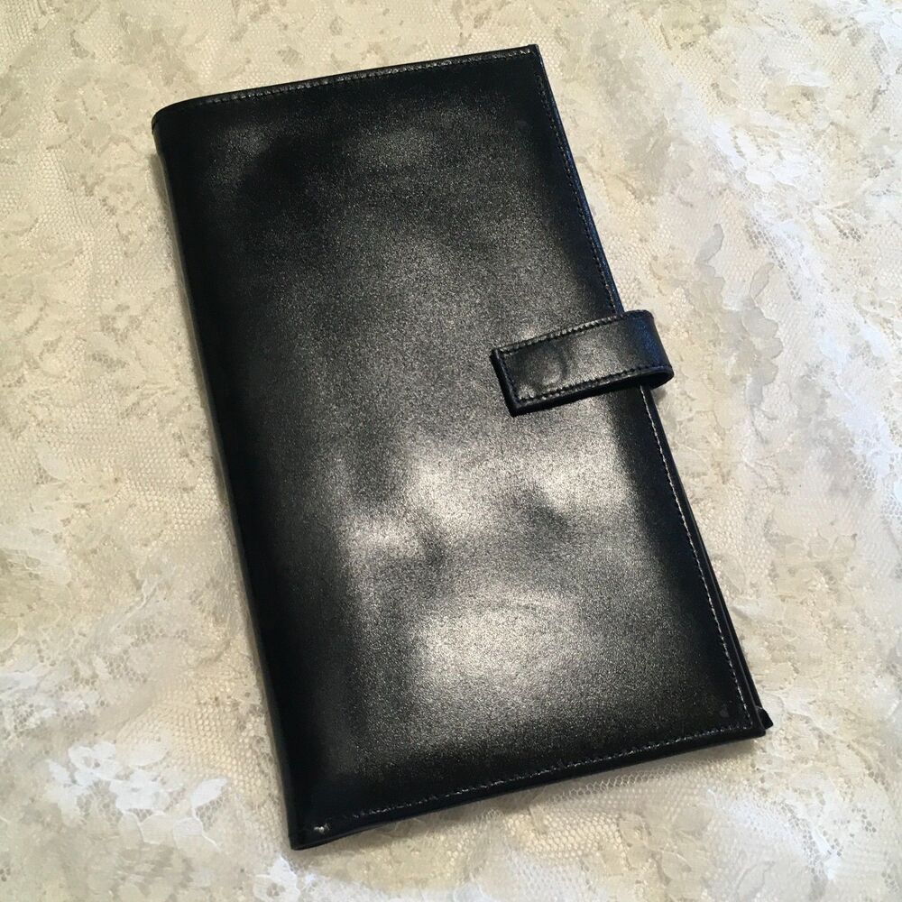 Vintage Firenze Leather Bi Fold Ladies Black Wallet Passport Card Ticket Holder